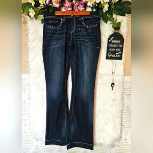 XXI Premium Denim Angel Rhinestone Wings Vintage Wash Jeans